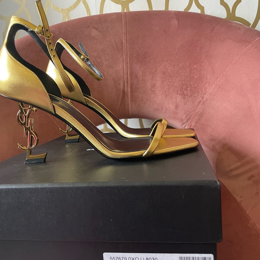 Gold Saint Laurent Women's Heels YSL Heel